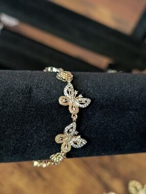 Delicate Two Toned Gold Butterfly Bracelet - Women Jewelry